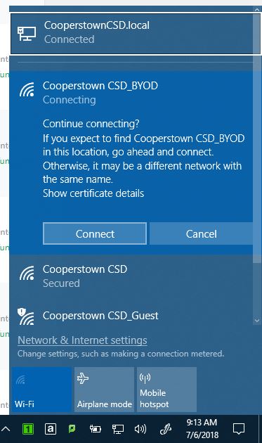 Windows 10, Click “Connect” when asked about location verification.